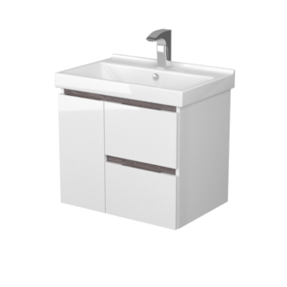 Тумба под раковину Акватон Рене 60см белый/грецкий орех 1A258501NRC80